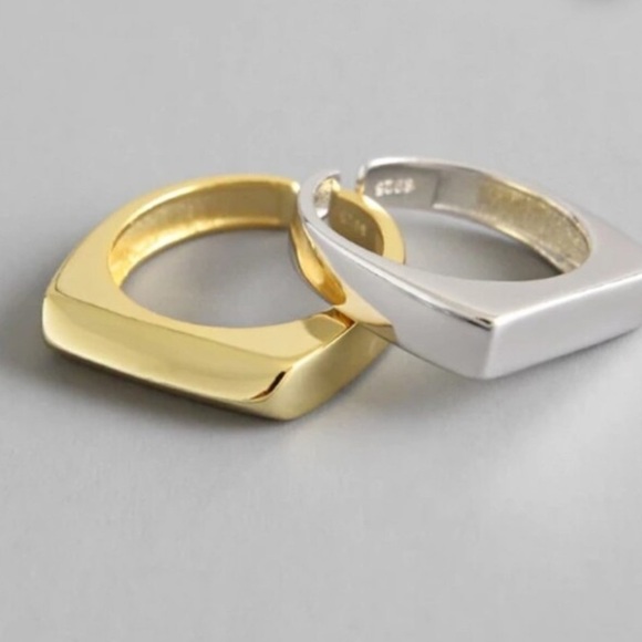 925 Sterling Silver shiny Trendy Unisex Bar Ring wide nwt - Picture 6 of 8